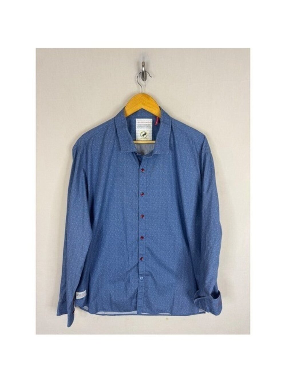 A Fish Named Fred Mens Blue Textured Button Down Shirt XXL Cotton Long Sleeve